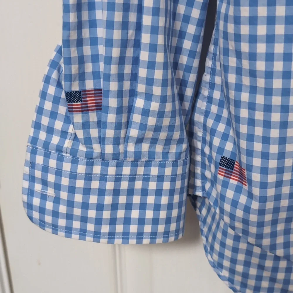Vineyard Vines USA Flag Blue Check Tucker Shirt. Size Small - Picture 12 of 14